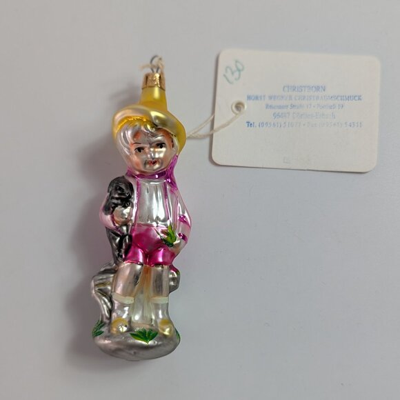 Vtg Christopher Radko Patrick's Bunny Christmas Ornament Hand Painted Glass - Picture 1 of 8